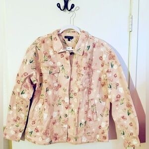 NWT Plus size Lane Bryant flower cotton denim jacket